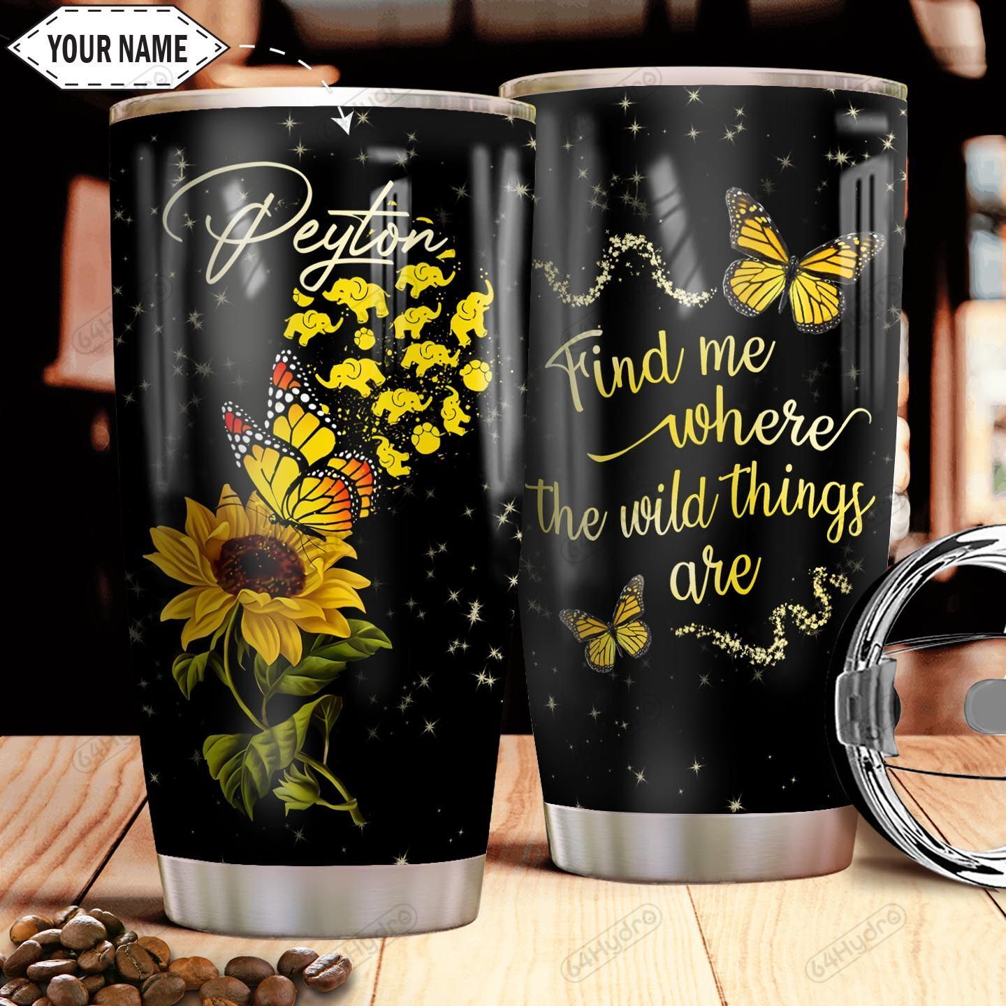 Butterfly Elephant Personalized Thw1910036 Stainless Steel Tumbler