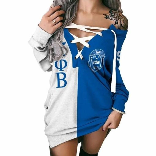 Zeta Phi Beta Half Style Lace-Up Long Sweatshirt