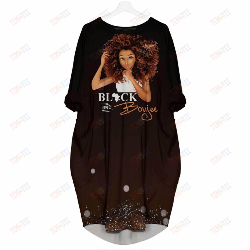 Temotee African Dress 35 – Black And Boujee 3D Dress For Melanin Girls Afro Girl Shirt African American Woman Gift Idea TMT5356