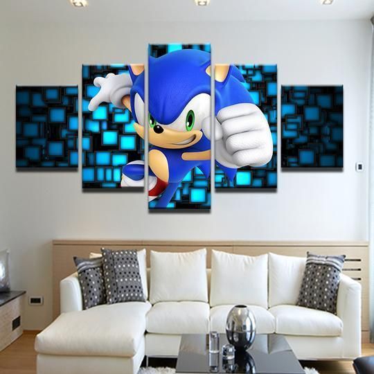 Sonic The Hedgehog Gaming 5 Panel Canvas Art Wall Decor