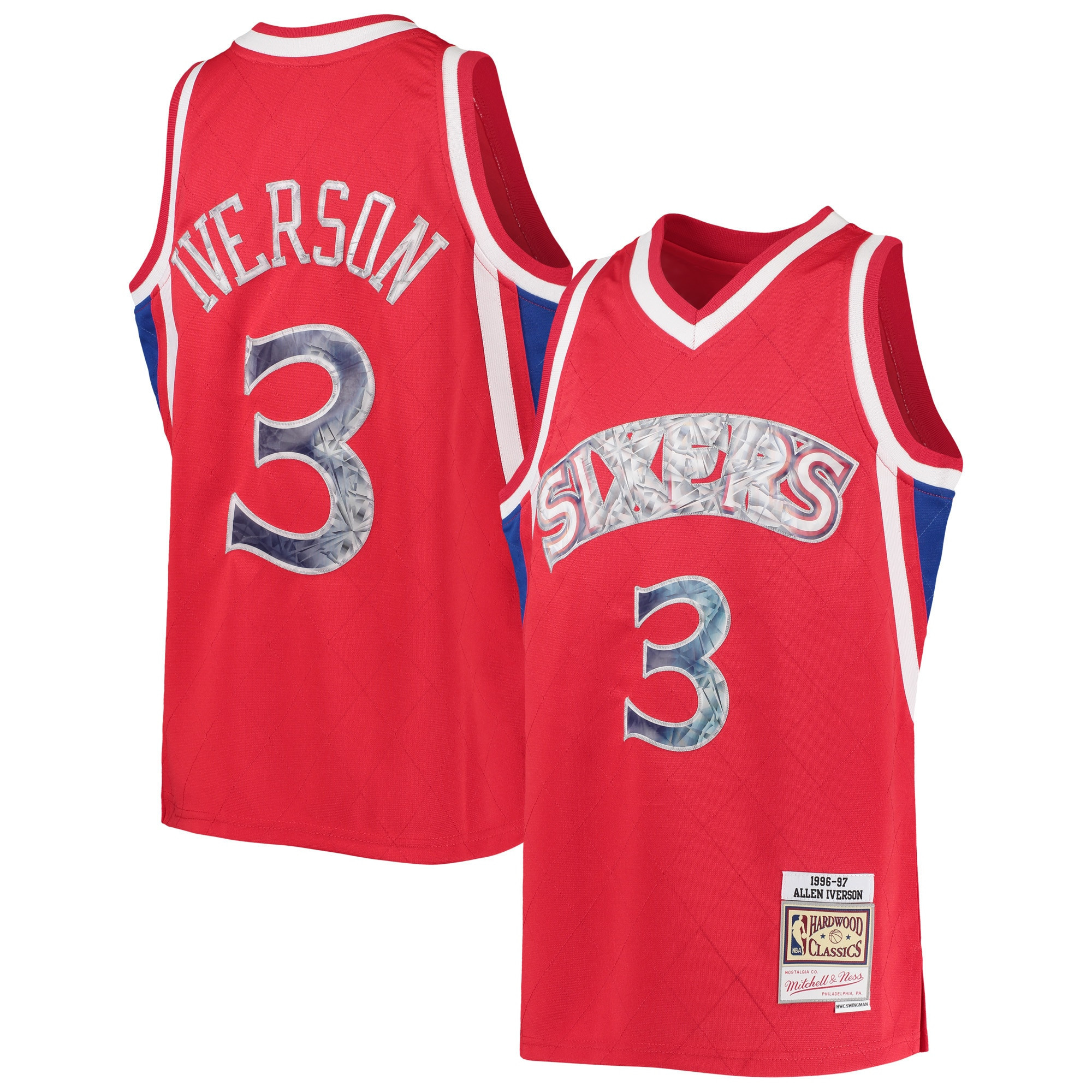 Allen Iverson Philadelphia 76ers Mitchell & Ness Hardwood Classics 75th Anniversary Diamond Jersey NBA