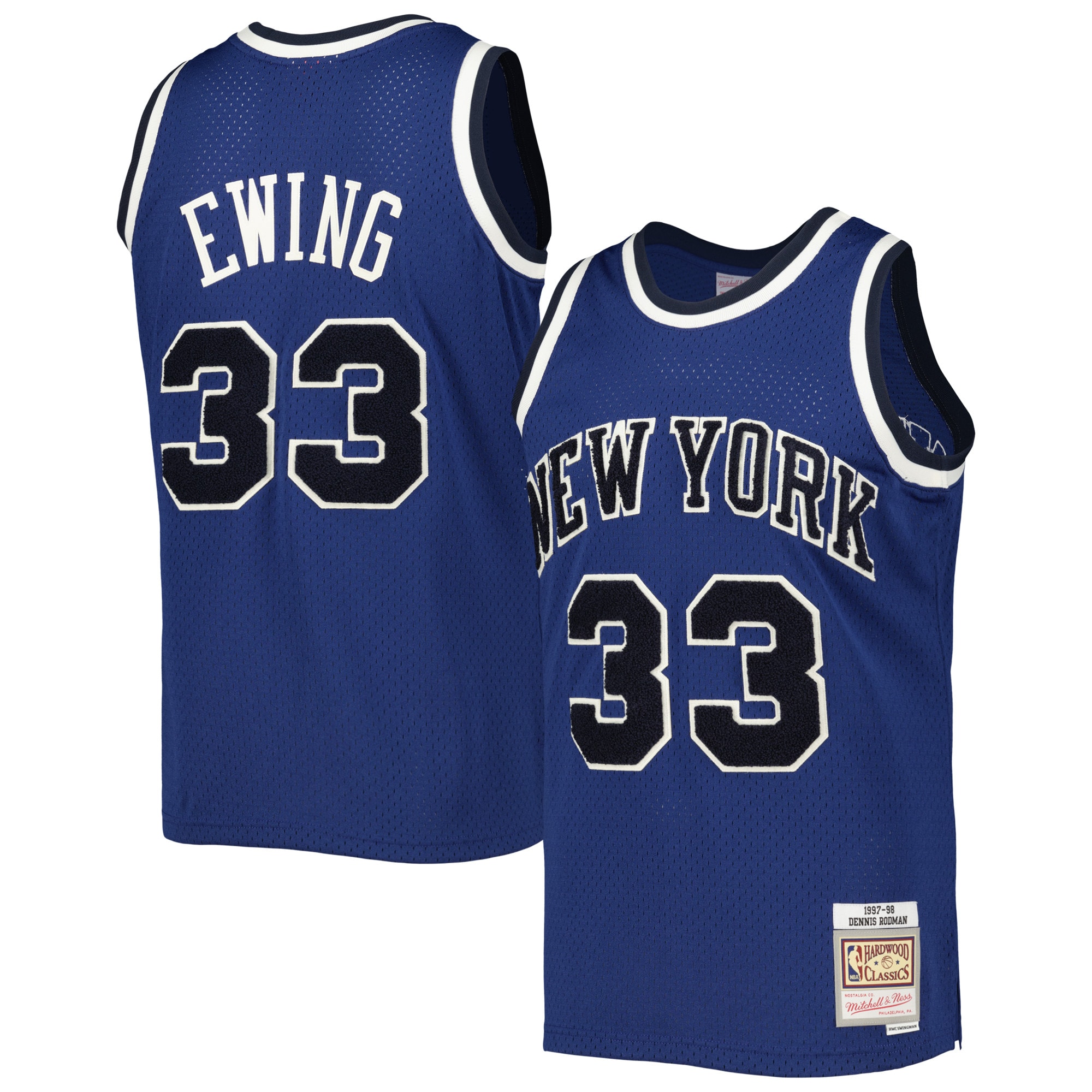 Patrick Ewing New York Knicks Mitchell & Ness Hardwood Classics Off-Court Swingman Jersey – Blue