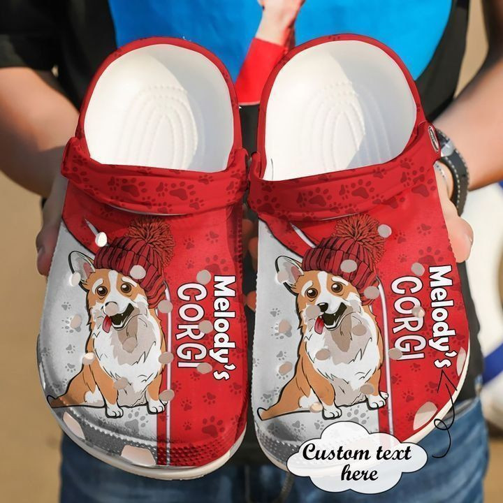 Corgi Personalized Red Classic Clogs Shoes