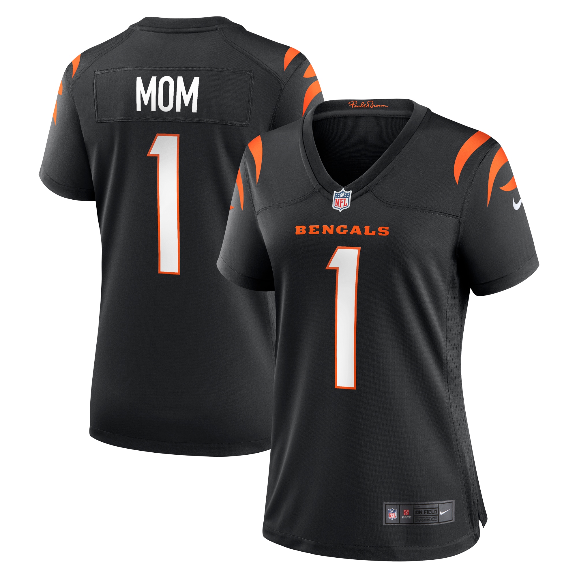 Women’s Cincinnati Bengals Number 1 Mom Black Game Jersey