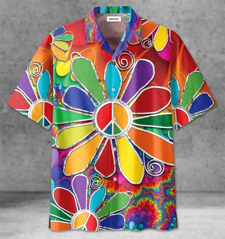 Hippie Tie Dye Flower Hawaii Shirt Ha17423