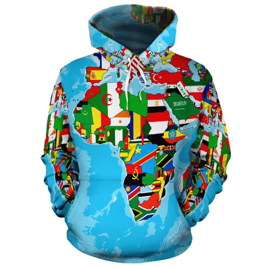 Africa Flags Map Fleece All-Over Hoodie