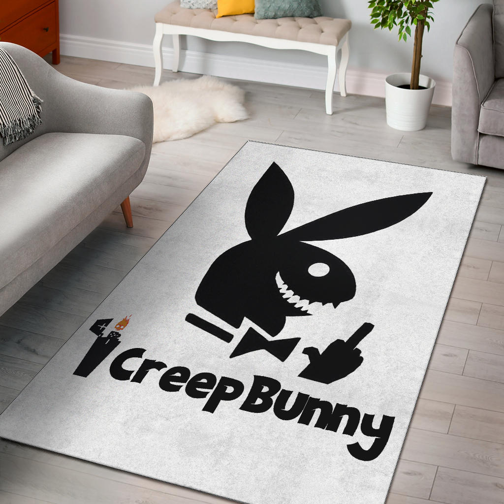 Halloween Area Rug | Creep Bunny Sharp Teeth Rabbit Silhouette Rugs Home Decor