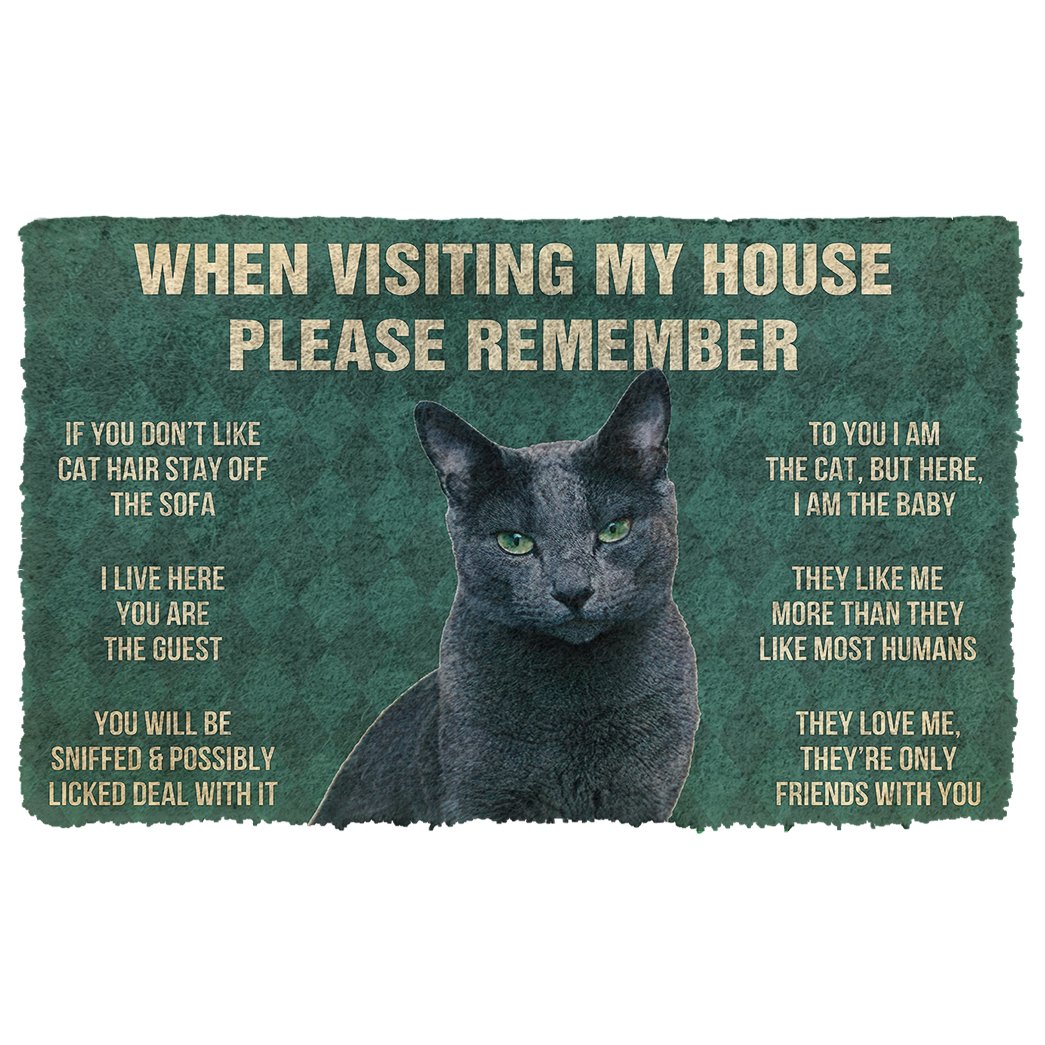 Gearhumans  Gearhuman 3D Please Remember Russian Blue Cat House Rules Custom Doormat