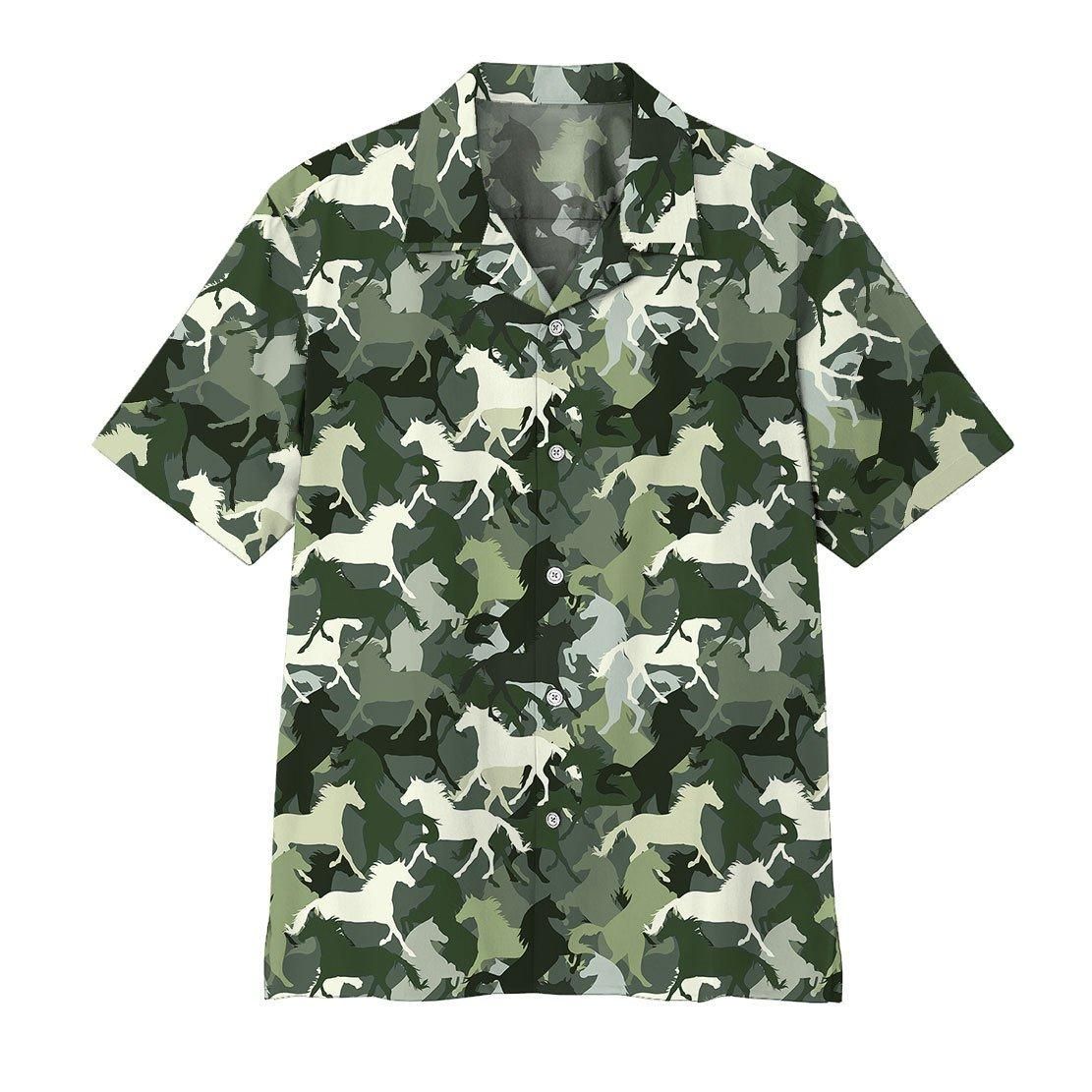 3D Horse Camo Aloha Hawaiian Shirt Colorful Short Sleeve Summer Beach Casual Shirt For Men And Women