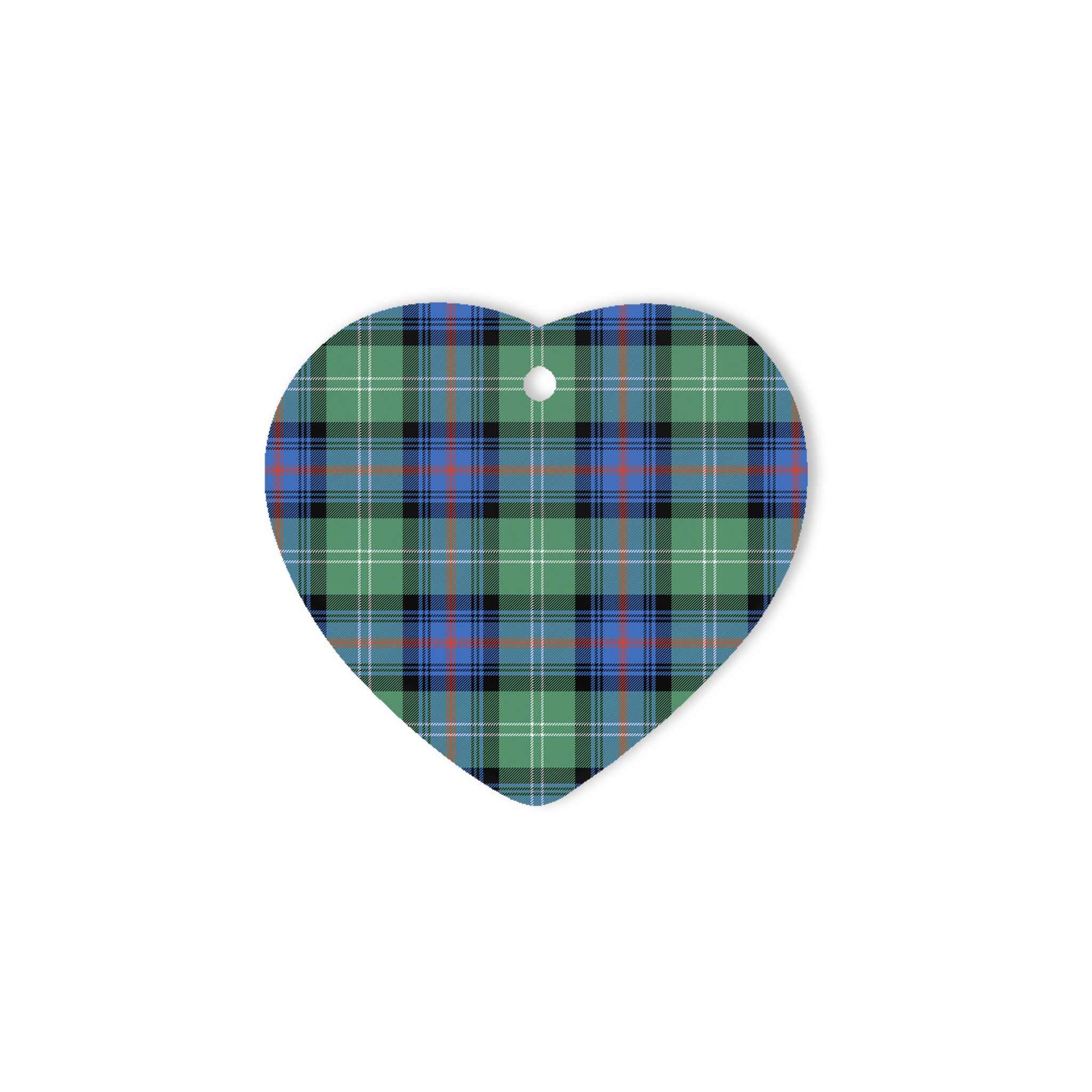 Sutherland Old Ancient Tartan Heart Ornaments, Christmas Tree Ornament, Plaid Christmas Ornaments, Ceramic Heart Christmas Tree Decoration