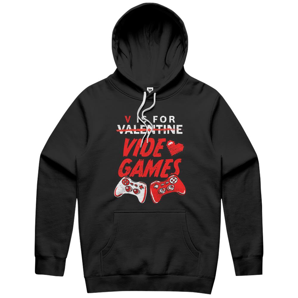 V Is For Video Games Funny Gamer Boy Men Valentines Day 2022 Hoodie