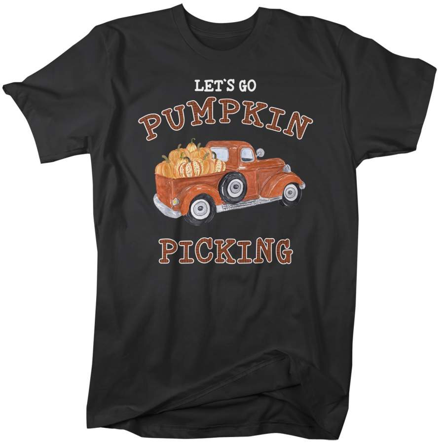 Men’s Pumpkin Picking T Shirt Fall Shirts Let’s Go Pumpkin Picking Shirts Vintage Truck Shirt Pumpkin Shirts Fall Shirts