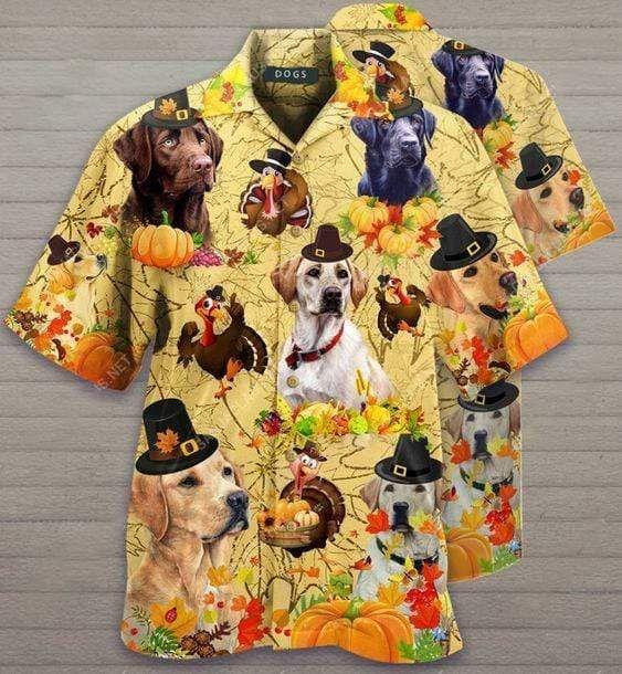 Thanksgiving Turkey With Labrador Retriever Aloha Hawaii Shirts For Men Women Ha92086