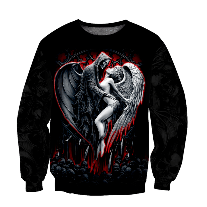 Skull And Beauty Crewneck Sweatshirt All Over Print Sweatshirt For Women Sweatshirt For Men