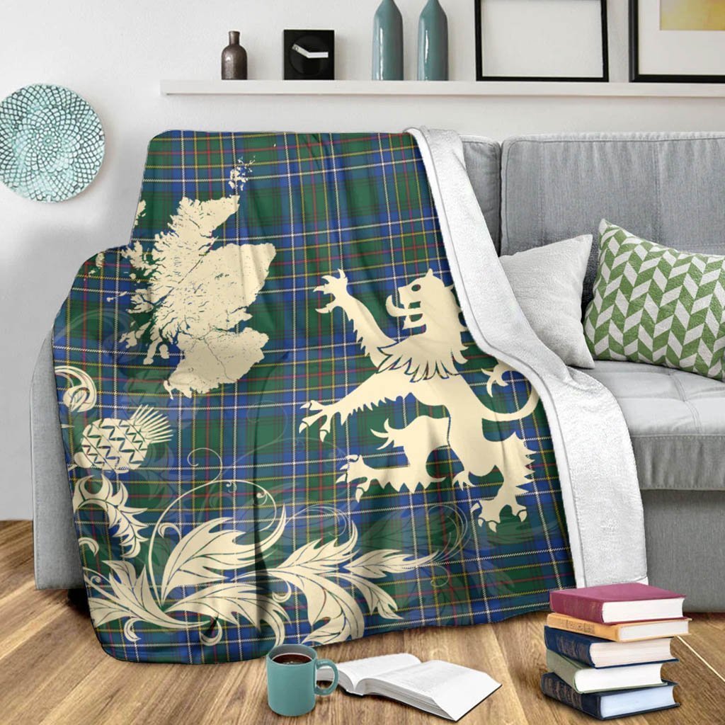 Tartan Blanket Cockburn Ancient Tartan Scotland Lion Thistle Map Plaid Blanket