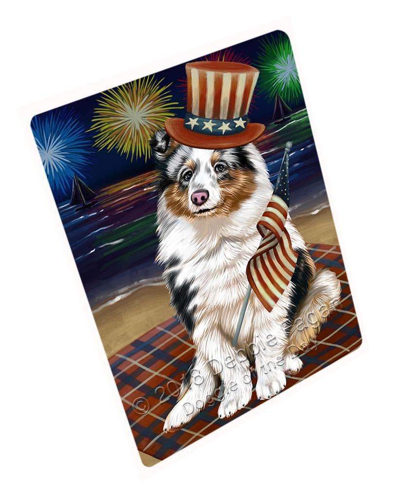 4Th Of July Independence Day Firework Shetland Sheepdog Blanket Blnkt56658 (37X57 Sherpa)