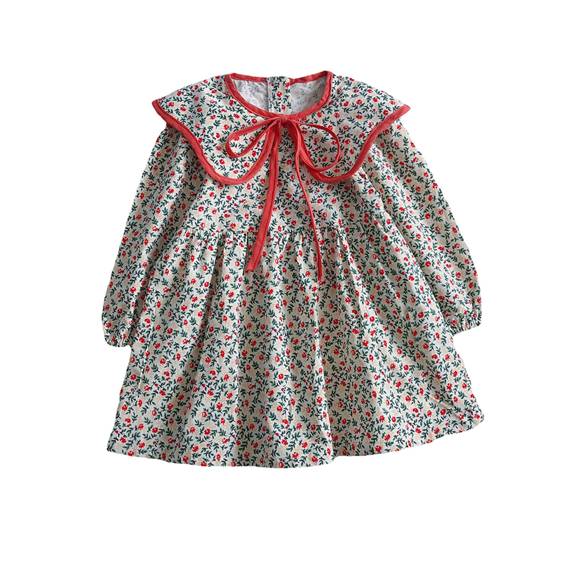 Spring And Autumn New Girls Dresses Korean Style Toddler Kids Cute Floral Long Sleeves Princess Dress Baby Girl Clothes alx