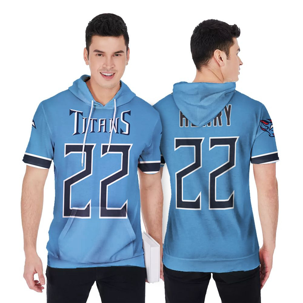 Tennessee Titans Derrick Henry 22 Youth Game Jersey Light Blue 2019 Jersey Style Gift For Titans Fans Short Sleeve Hoodie