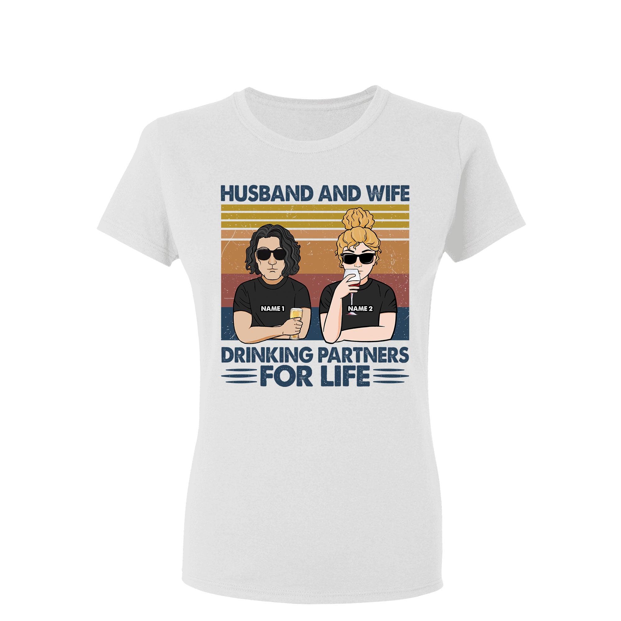 Husband And Wife Drinking Partners For Life, Family Custom Shirt, Gift For Couple/Husband/Wife