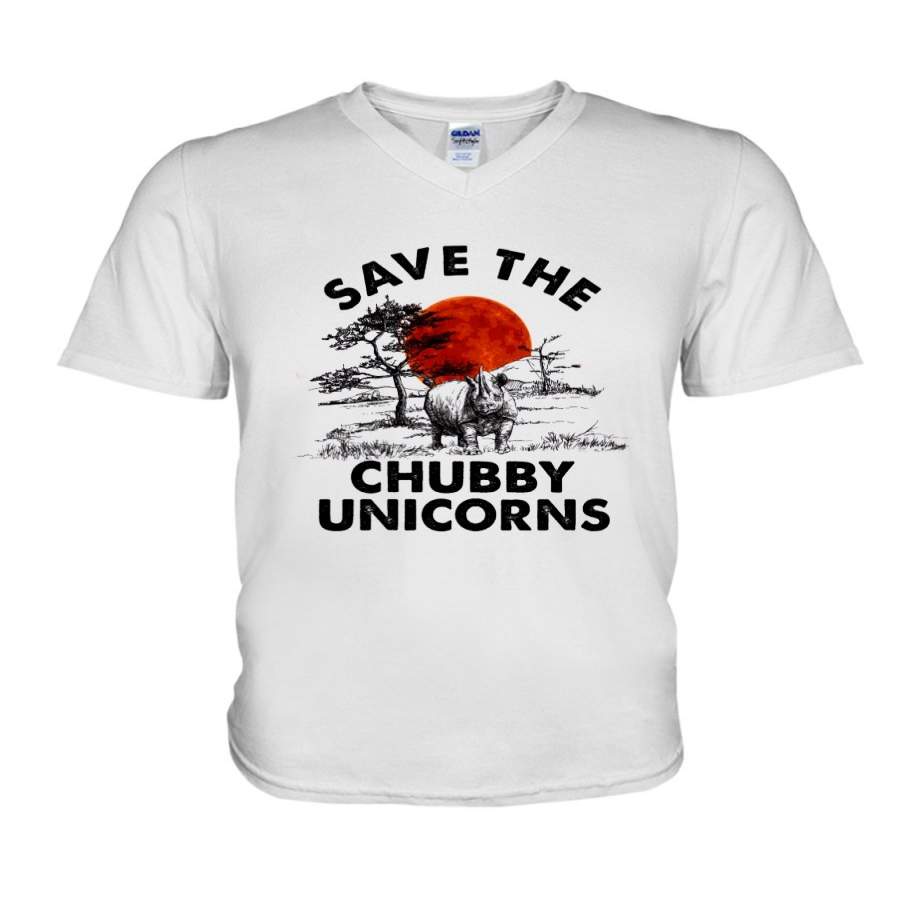 Save The Chubby Unicorns For Animal Lovers Guys V-Neck