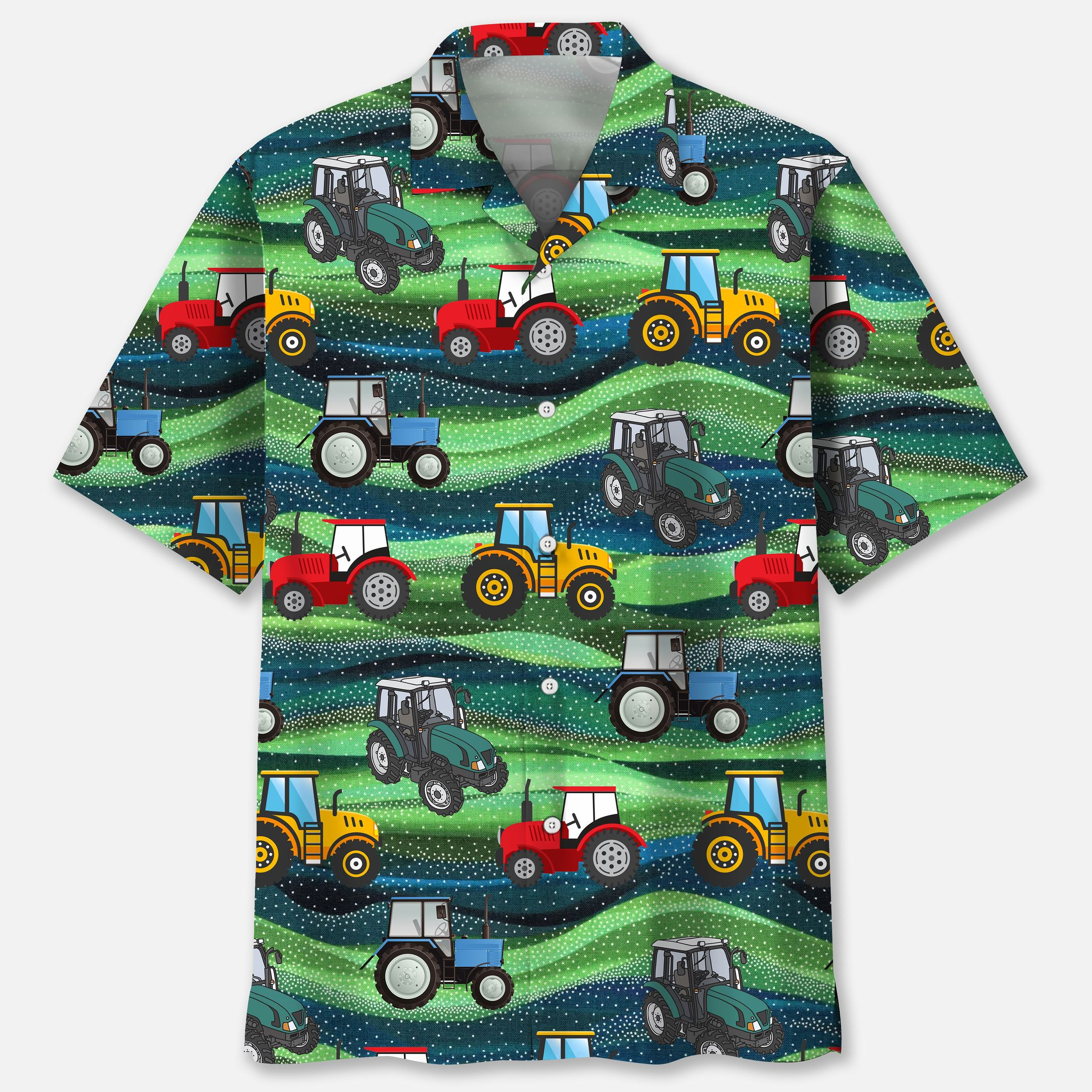 Tractor Seamless Pattern Hawaiian Shirt Ha64631