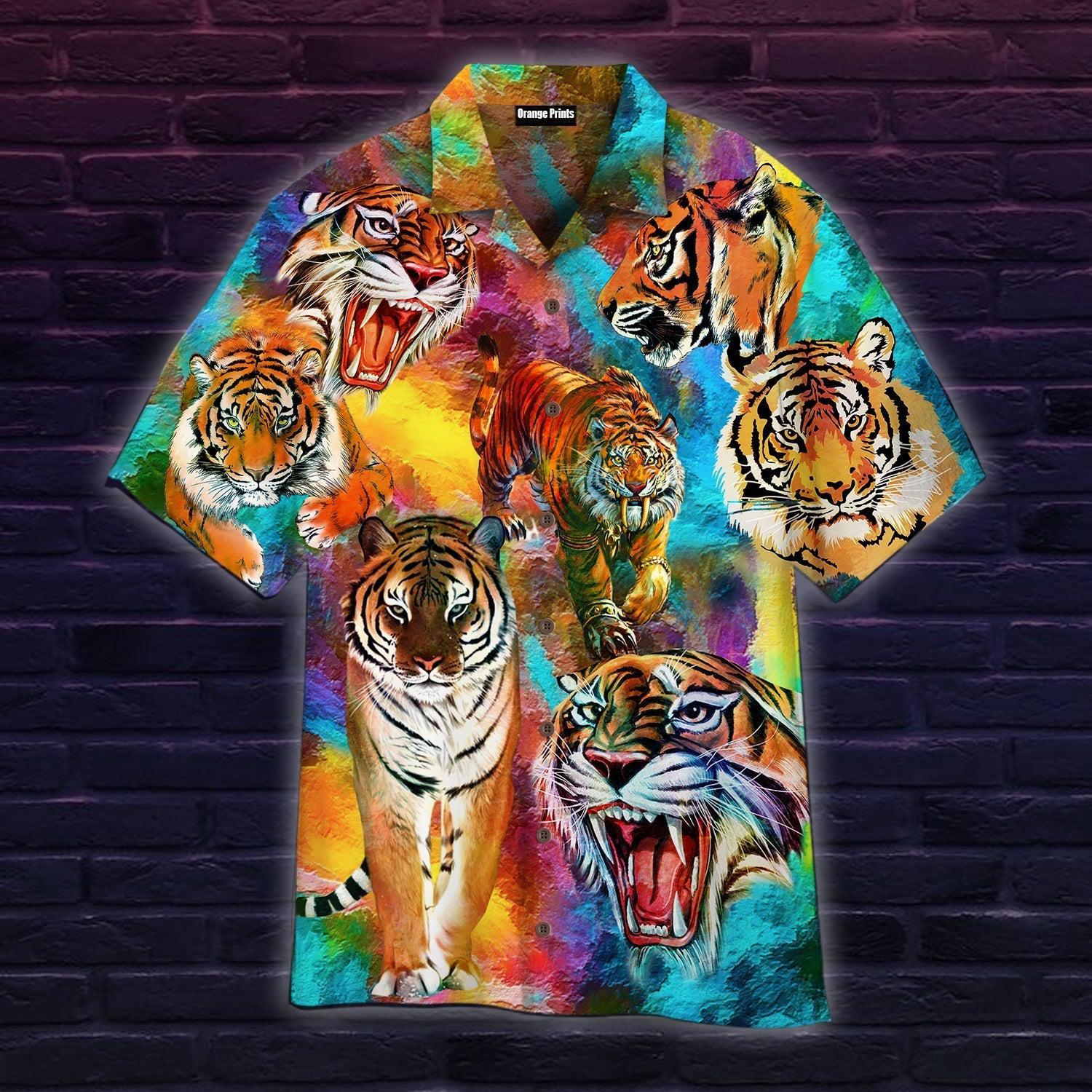 Hundred Colorful Tiger Aloha Hawaii Shirt For Men Women Ha27730