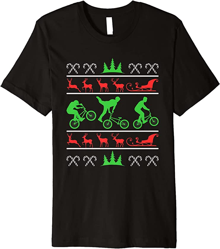 Ugly Christmas BMX Cycling Biker X-Mas Santa Claus New Year Premium T-Shirt