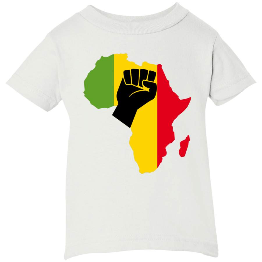 AGR Africa Black Power Africa Map Fist African Infant Short Sleeve T-Shirt