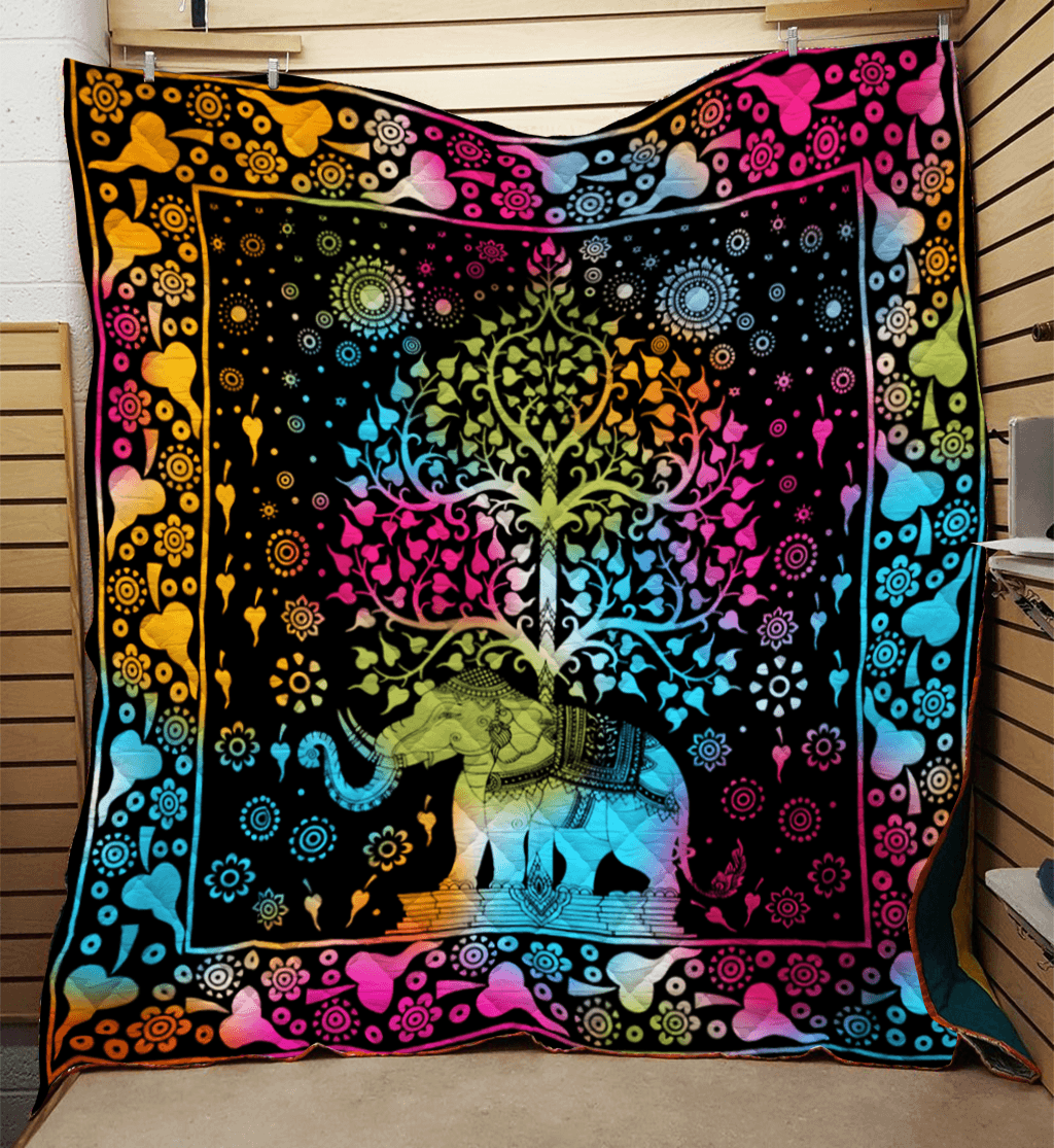 Mandala Elephant Quilt Ciozt