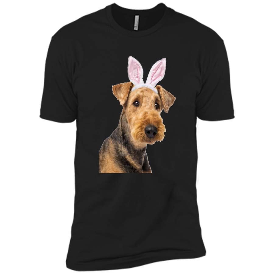 Airedale Terrier Wearing Easter Bunny Ears Dog T-Shirt Next Level Premium Short Sleeve Tee