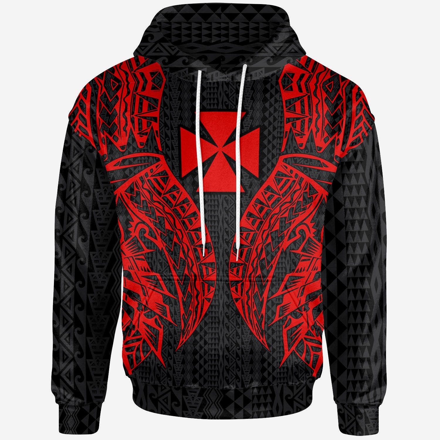 Wallis’Nd Futuna Hoodie – Polynesian Lion Head Red Style