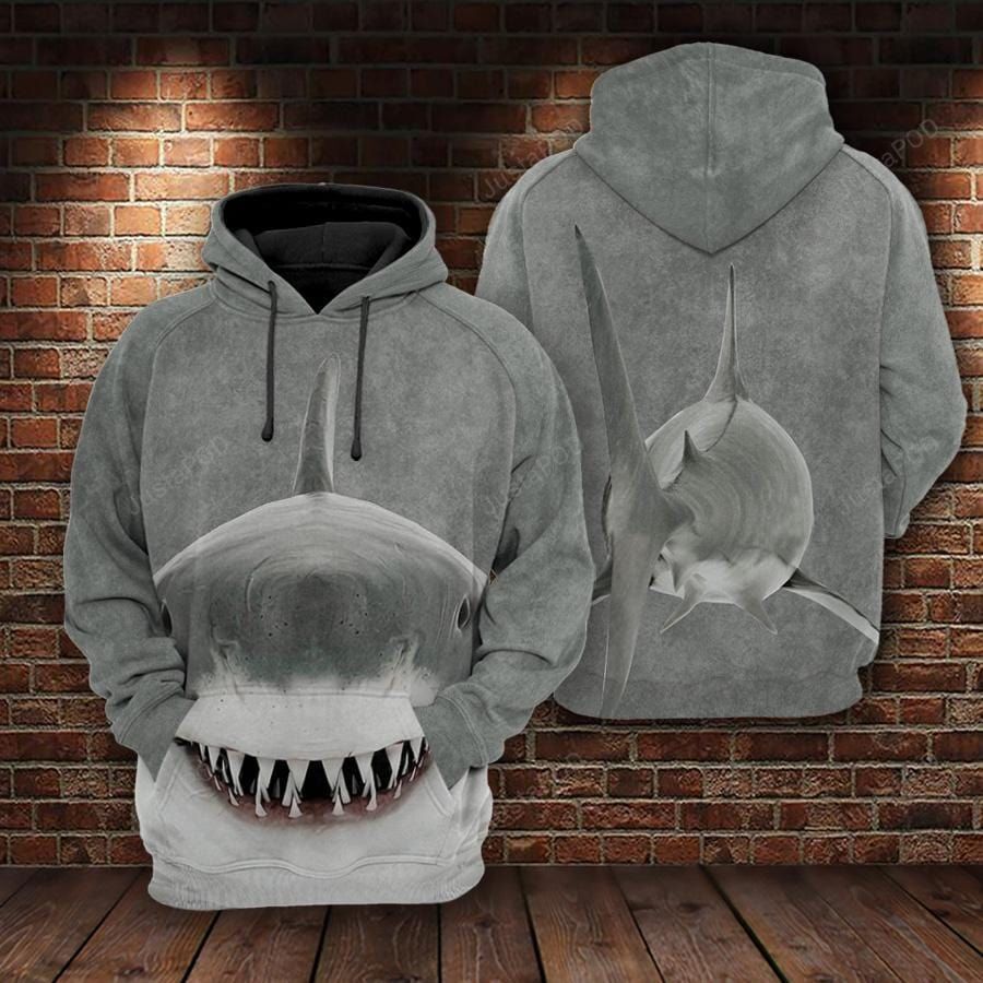 Amazing Shark Grey Hoodie 3D All over print