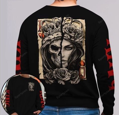 Skull Couple King Queen Vintage Sweatshirts