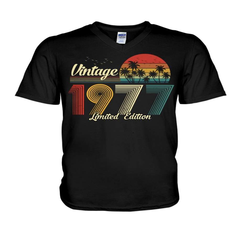 Vintage 1977 Limited Edition Special Custom Design Personalized Year Gift Guys V-Neck