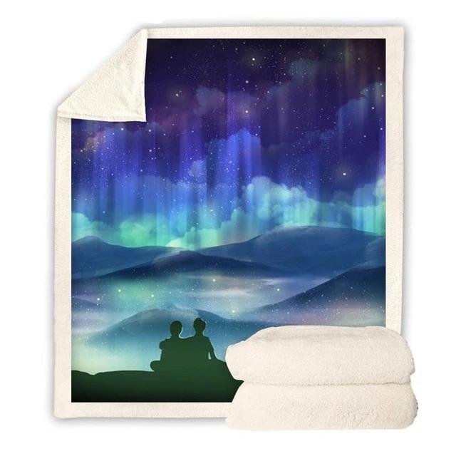 Couple Northern Lights Blanket Quilt