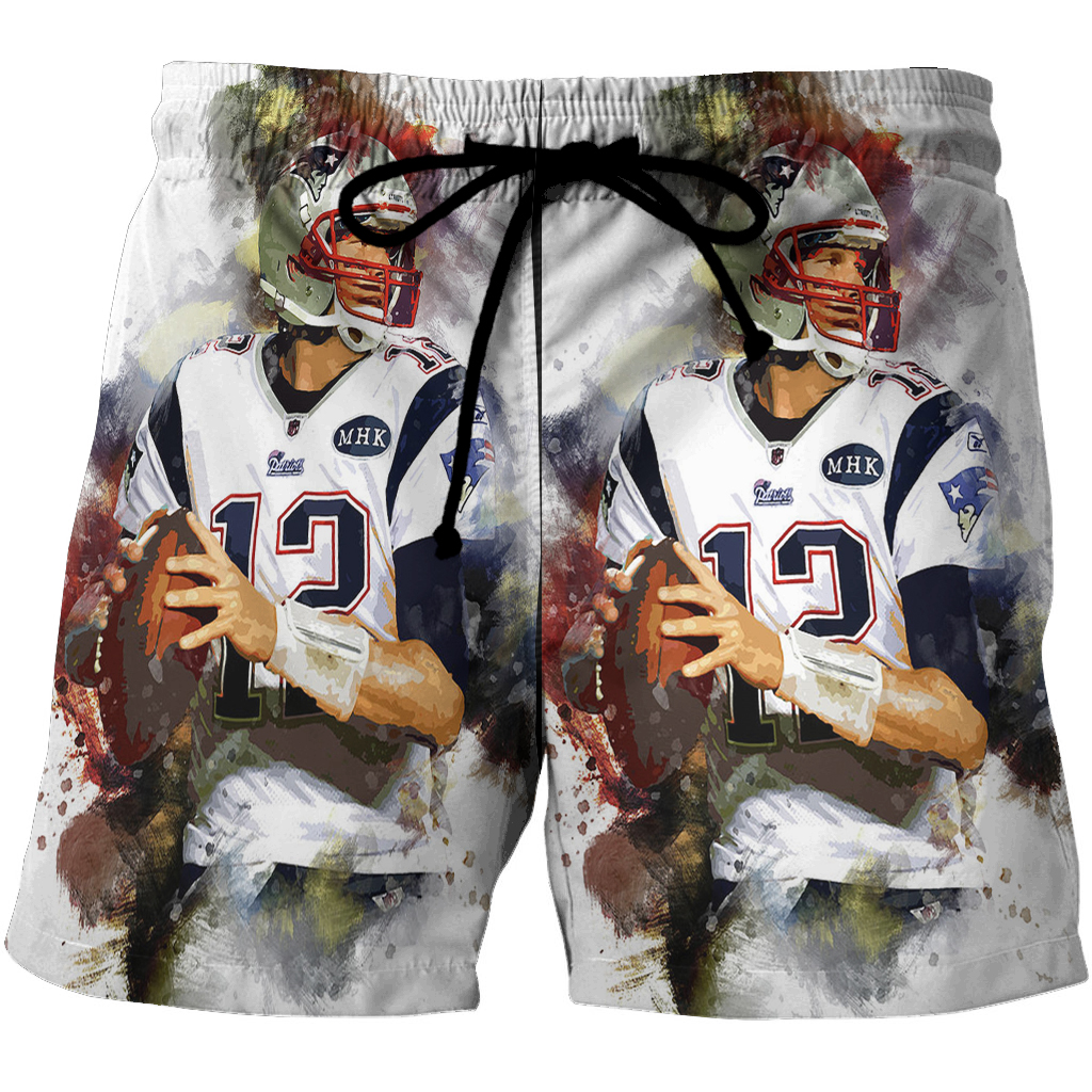 New England Patriots Tom Brady Color Splash 3D All Over Print Summer Beach Hawaiian Short