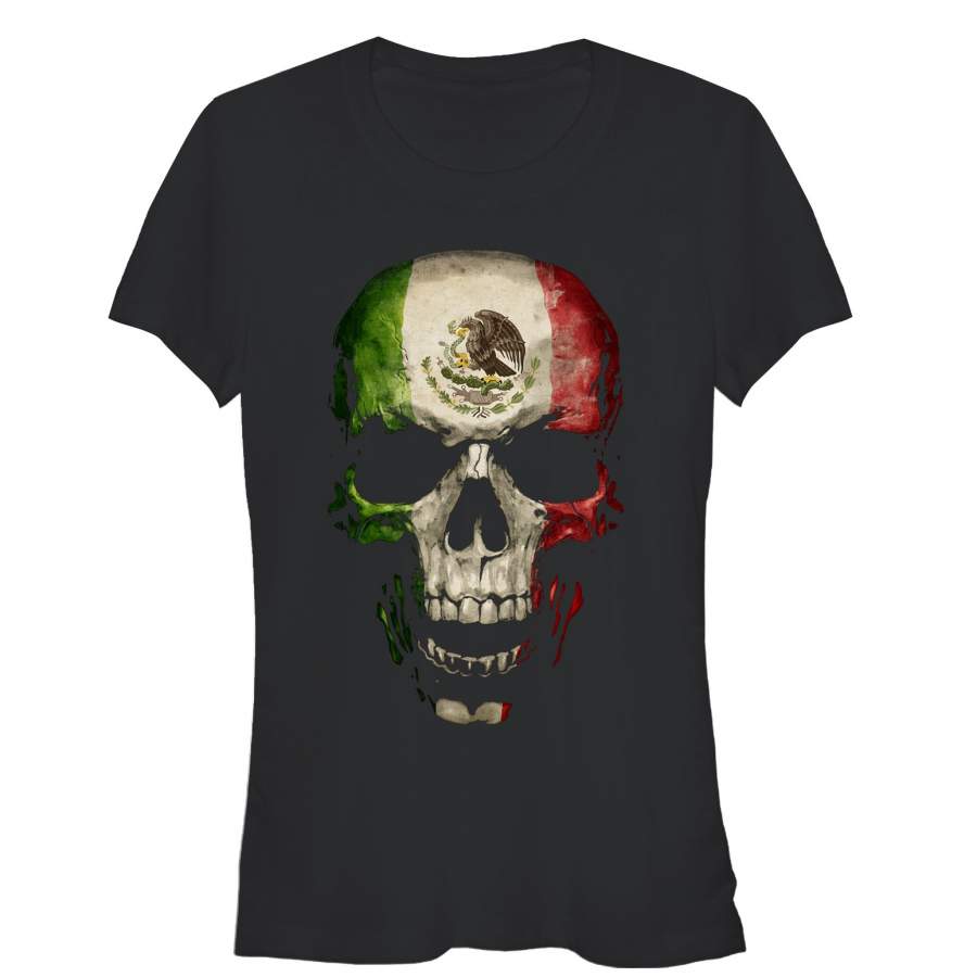 Aztlan Junior’s Mexican Flag Skull  T Shirt Black S