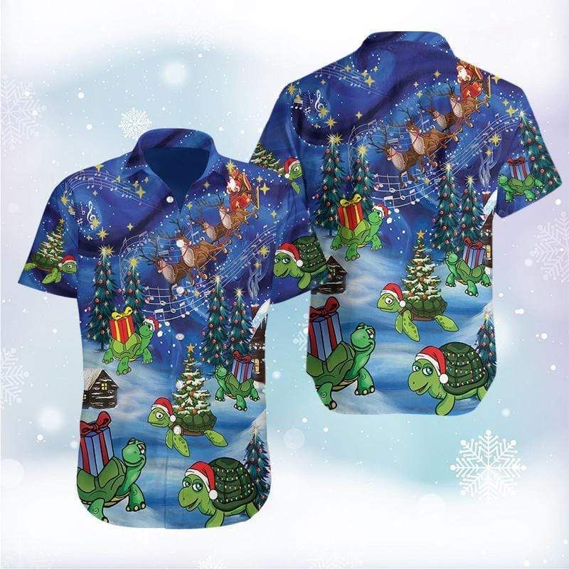 Order Hawaii Aloha Shirts Awesome Turtle On Christmas Ha88757