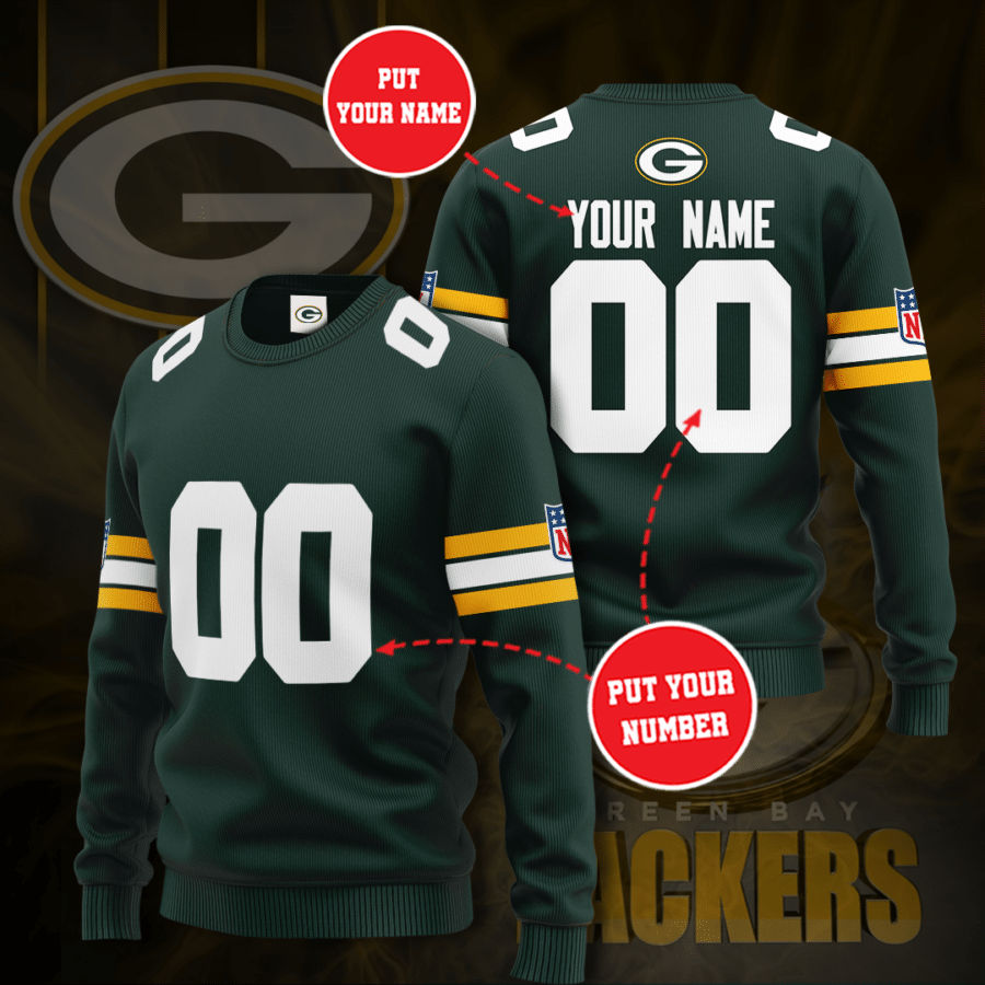 Personalized Green Bay Packers Professional Football Team All Over Print 3D Sweatshirt-Green