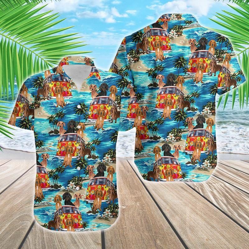 Felacia Dachshund Dog Funny Summer Vibe Tropical Hawaii Aloha Ha85451