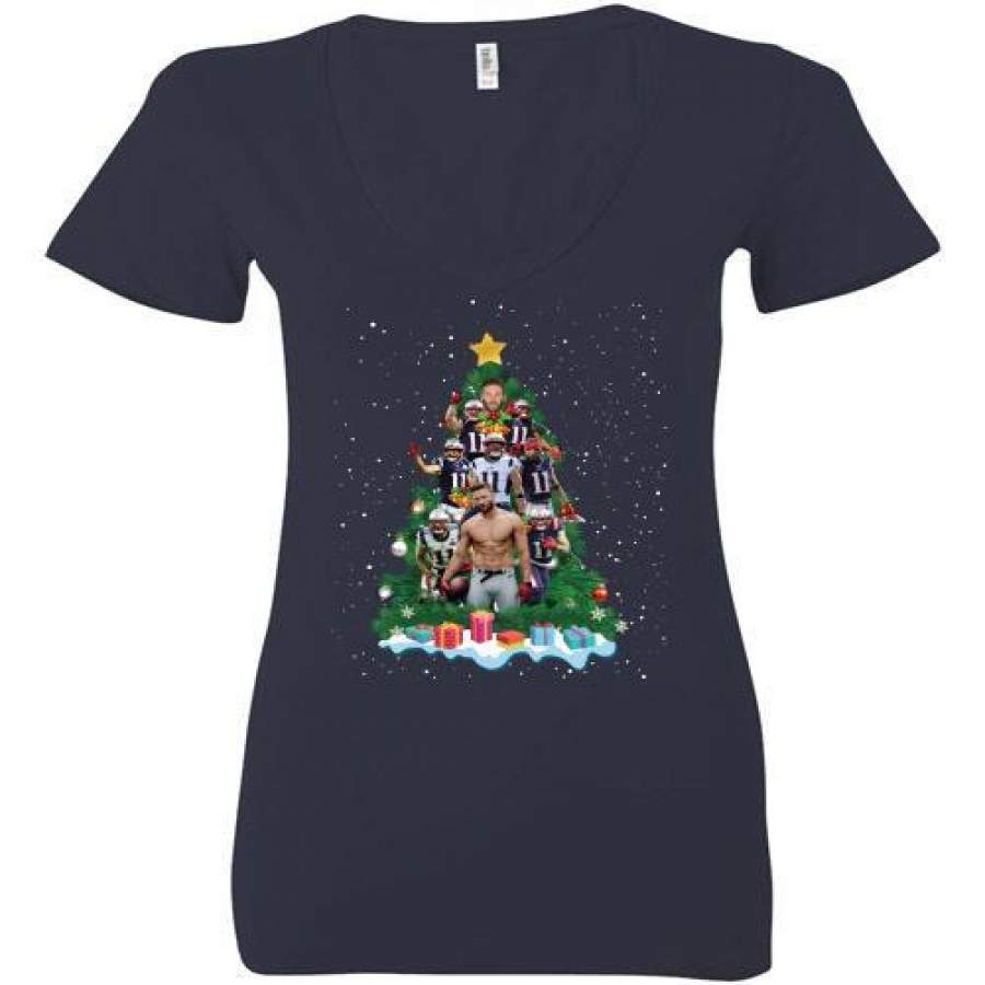 Julian Edelman Christmas Tree Christmas gift Ladies Deep V-Neck