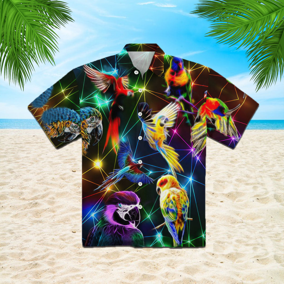 Oragontee Neon Parrots Hawaiian Shirt | For Men & Women | Adult | Wt1111
