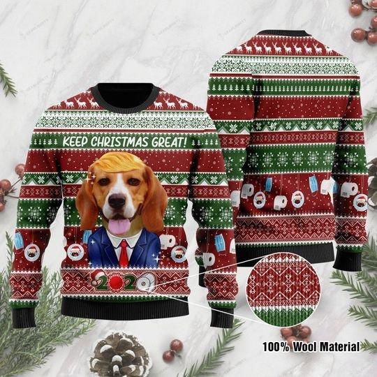 BEAGLE KEEP CHRISTMAS GREAT 2020 CHRISTMAS UGLY SWEATER HN151224