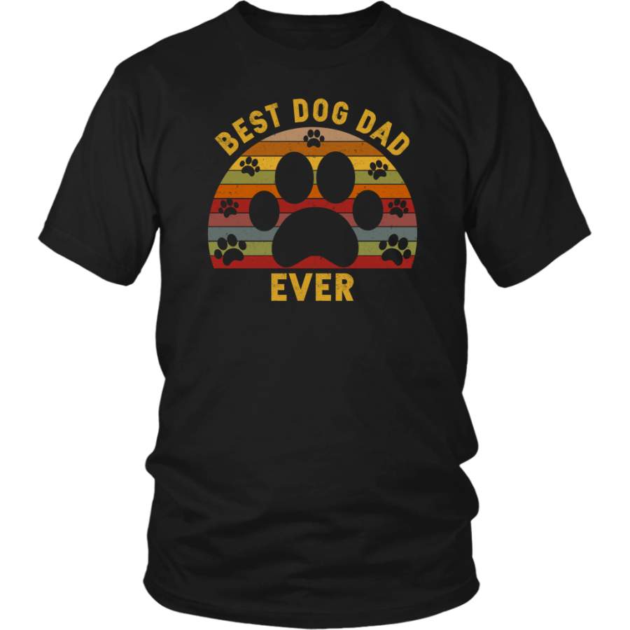 Vintage Retro Best Dog Dad Ever shirt Dog Paw