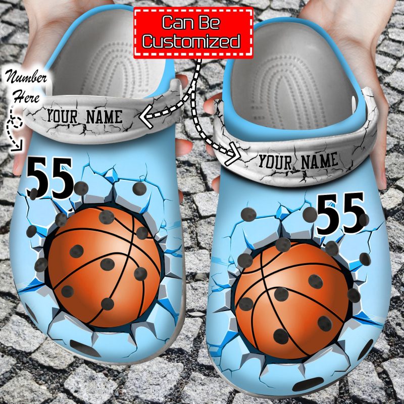 Basketball Basketball Crack Personalized Name Number Clog Shoes