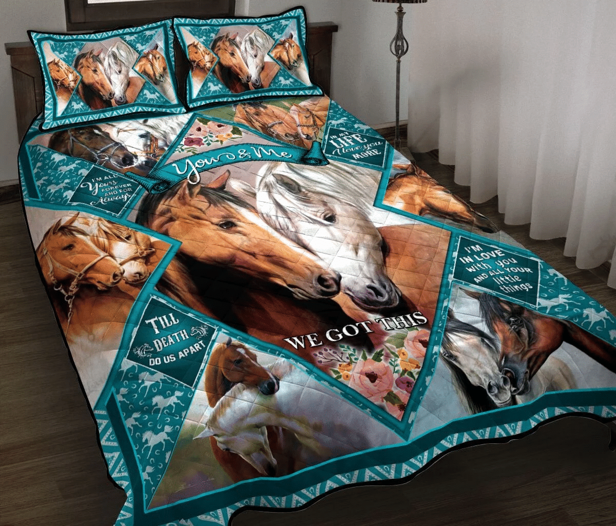 YOU AND ME-HORSE QUILT BED SET & QUILT BLANKET