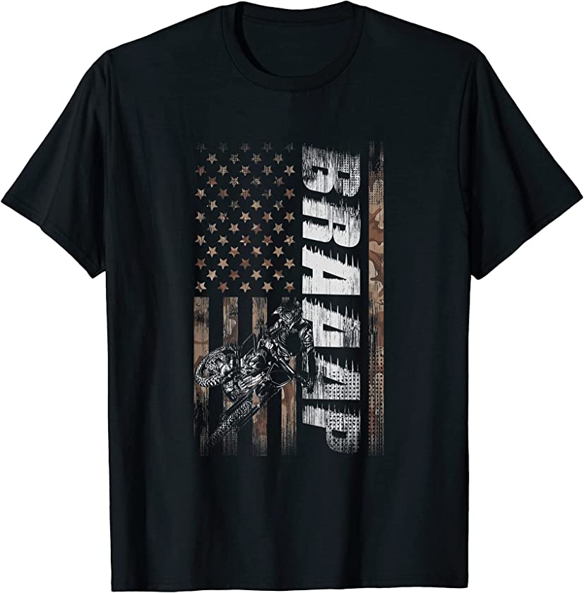 Braaap Vintage USA American Flag Camo T-Shirt