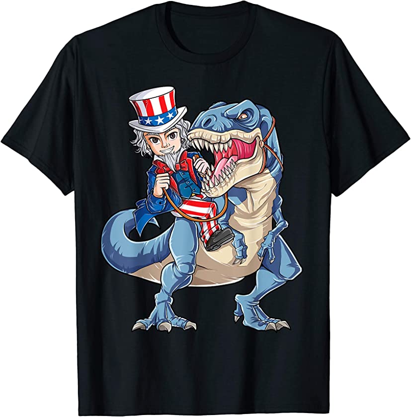 Uncle Sam Dinosaur T shirt 4th of July T rex Kids Boys Gifts