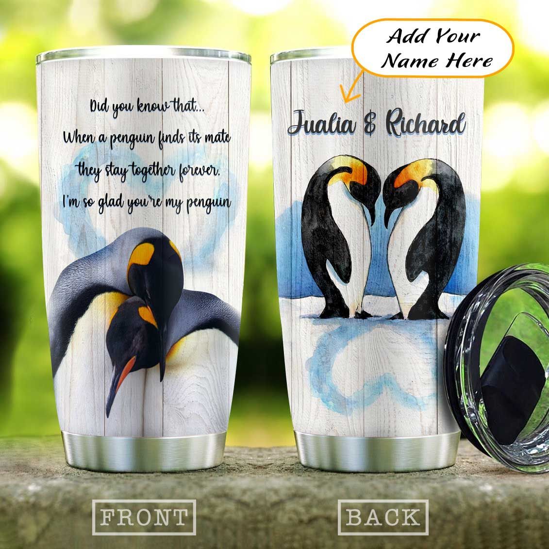 Penguin Couple Personalized KD2 HAL1111011 Stainless Steel Tumbler