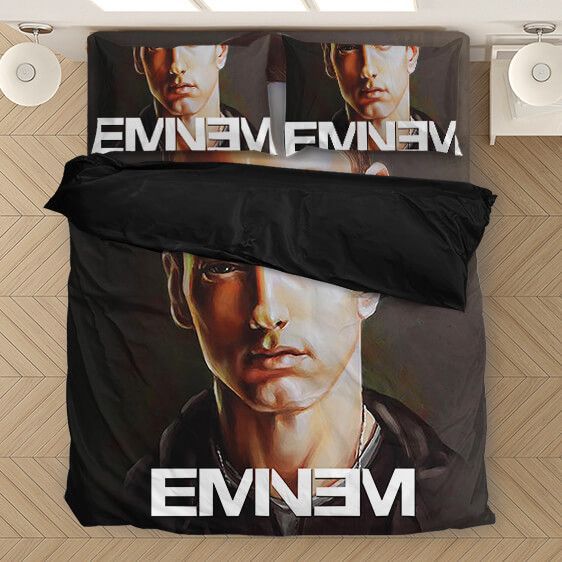 Awesome Realistic Eminem Portrait Image Duvet Quilt Bedding Set